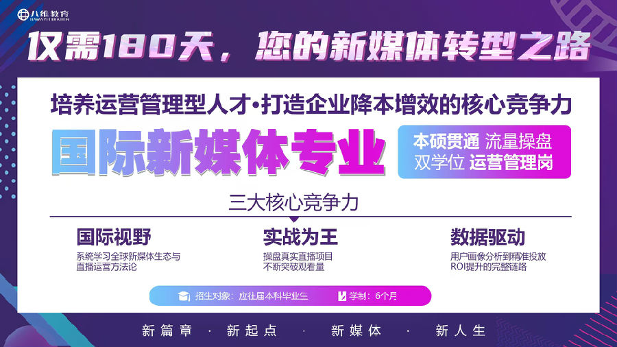 八維教育國際新媒體專業直播運營管理實戰班開班啦