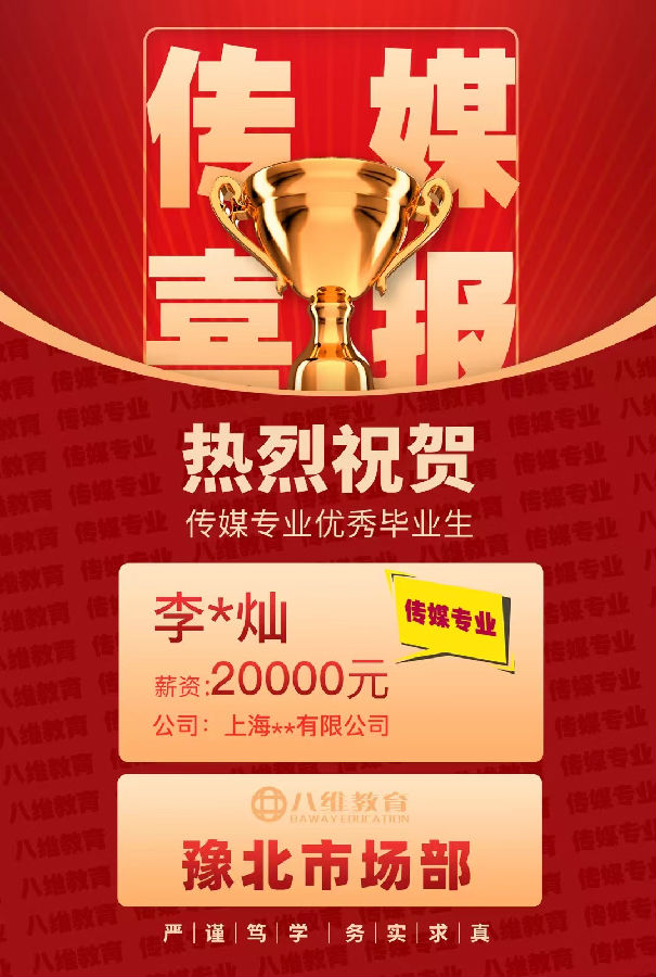八維教育傳媒專業(yè)4月份就業(yè)喜報(bào)來襲