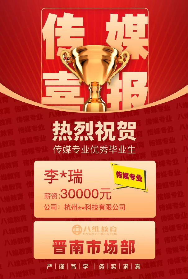 八維教育傳媒專業(yè)4月份就業(yè)喜報(bào)來襲