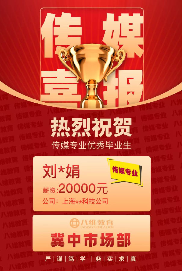 八維教育傳媒專業(yè)4月份就業(yè)喜報(bào)來襲