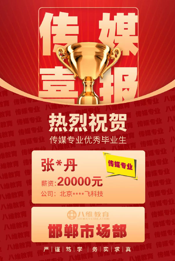 八維教育傳媒專業(yè)4月份就業(yè)喜報(bào)來襲