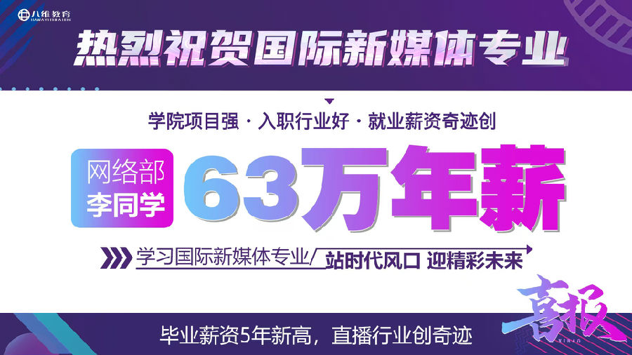 八維職業學校國際新媒體專業短期直播運營管理實戰招生