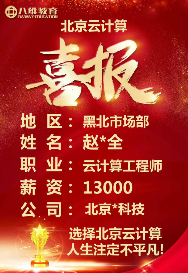 八維教育北京校區(qū)云計(jì)算專業(yè)四月就業(yè)喜報(bào)來襲
